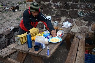 13 Agustin Serving Breakfast At Pampa de Lenas 2862m On The Trek To Aconcagua Plaza Argentina Base Camp